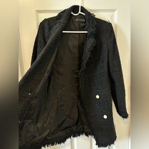 Zara Black Coat W/ Pearls button | Size XS